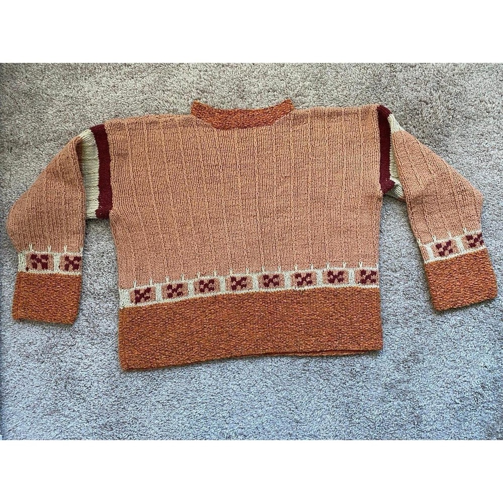 Handmade Sweater Pullover Medium Color Block Mock Neck Academia s7